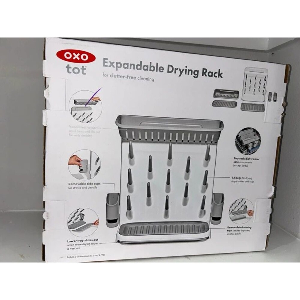 OXO Tot Expandable Bottle Drying Rack with Removable Trays Gray